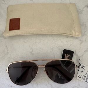 Frye Gold and Brown Aviator Sunglasses